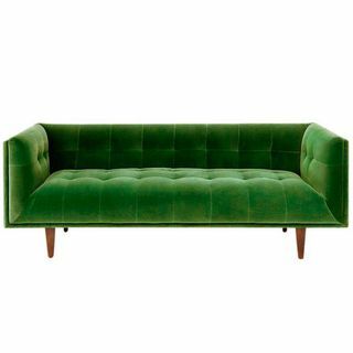 Cirrus bársony és fa kanapé fűzöld színben