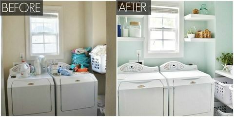 Avant et après la rénovation de la salle de lavage