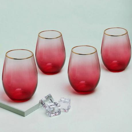 चार मोनरो रिब्ड ओम्ब्रे टंबलर ग्लास का सेट