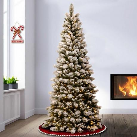 7'6 colių H plona baltos pušies Kalėdų eglutė su 500 lempučių
