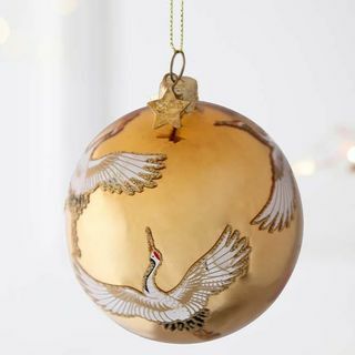 Dekoracija za božično drevo z zlatim žerjavom