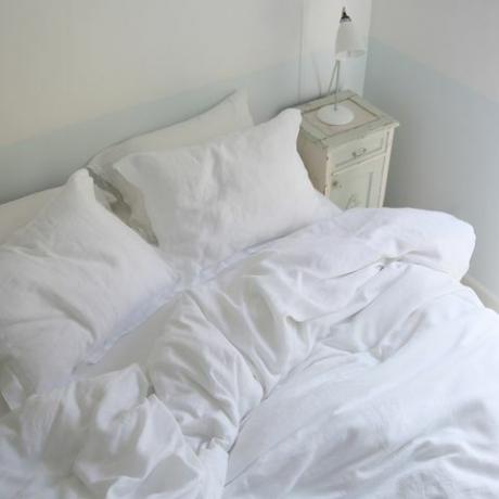 Balta, patalynė, patalynė, miegamasis, kambarys, lova, baldai, antklodės užvalkalas, lovos rėmas, tekstilė, 